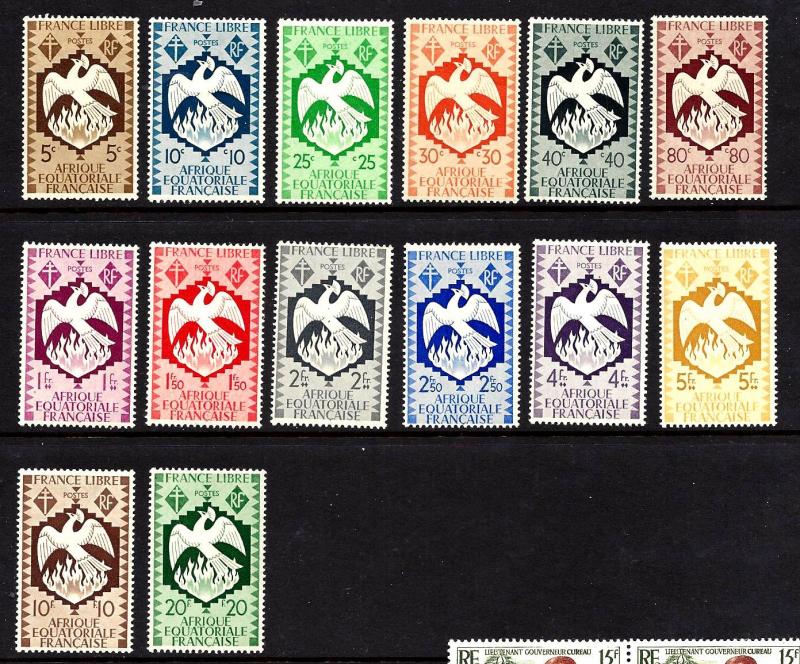 French Equatorial Africa  Scott # 142-155 set MNH