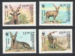 Uzbekistan WWF Markhor Screw Horn Goat 4v 1995 MNH SC#64-67 SG#62-65 MI#61-64