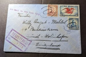 1939 Registered USA Airmail Cover Beverly Hills CA to Zurich Switzerland