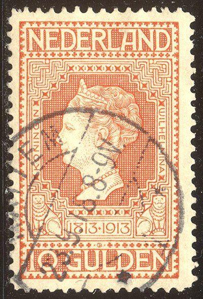 NETHERLANDS #101 Used - 1913 10g Wilhelmina