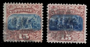 MOMEN: US STAMPS #118-119 BOTH TYPES USED LOT #84323*