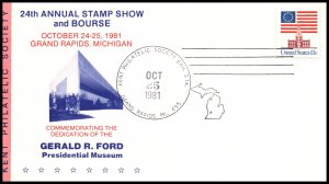 US Dedication of the Gerald R Ford Museum,Kent Philcatelic 198 Cover