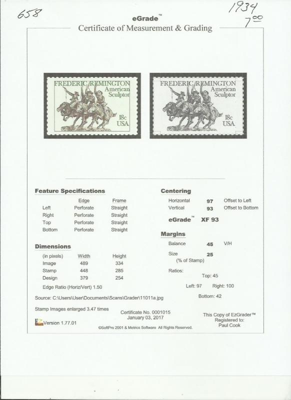 # 1934 MINT NEVER HINGED FREDERICK REMINGTON XF+