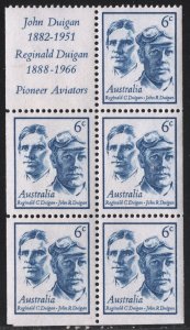 Australia: SC#454a 6c John & Reginald Duigan Booklet Pane & Label (1970) MNH
