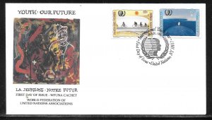 United Nations NY 661-662 10th Youth Year WFUNA Cachet FDC First Day Cover