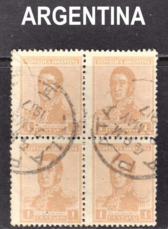 Argentina Scott 232 Fine used block of 4 with a beautiful SON cds.