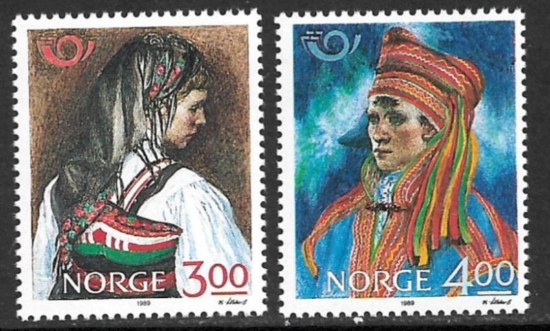 NORWAY 1989 Folk Costumes Set Sc 940-941 MNH