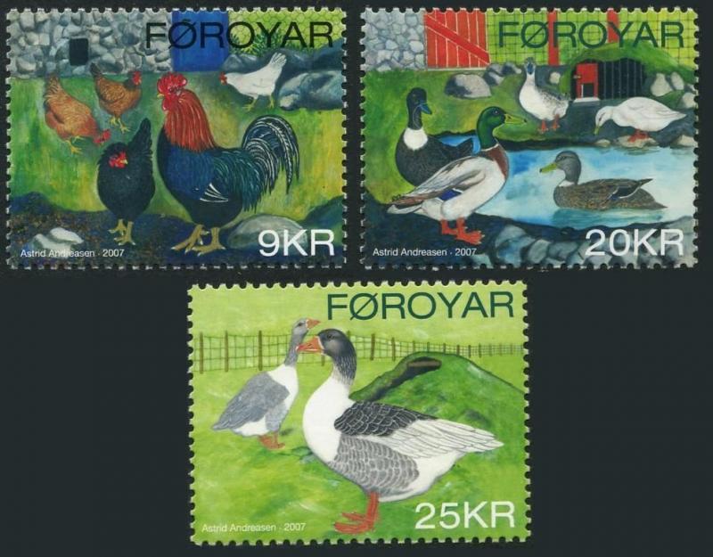 Faroe 488-490,MNH. Domesticated birds,2007.Chichens and roster,Ducks,Geese.