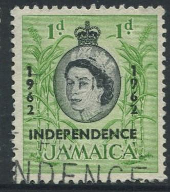 Jamaica -Scott 186 - Independance Overprint -1962 - Used - Single 1p Stamp