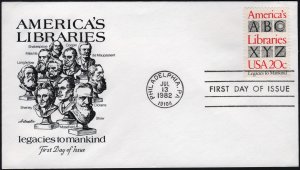 SC#2015 20¢ America's Libraries: Artmaster (1982) Unaddressed