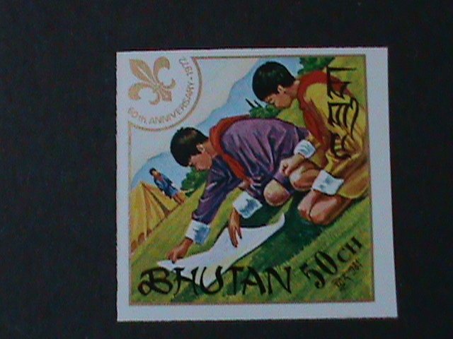 BHUTAN-1967-SC#86-86e BOY SCOUTS RARE IMPERF: GOLD OVPT. MNH-VF-57 YEARS OLD