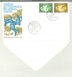 United Nations-Vienna 9-10 1980 UN Decade for Women, FDC, Vienna cachet, error, flap at bottom rather than top