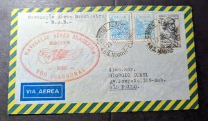 1942 Brazil Airmail First Flight Cover FFC Manha Pernambuco to Sao Paulo via NAB
