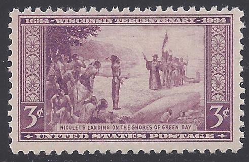 # 739 3c Wisconsin Tercentenary 1934 Mint NH