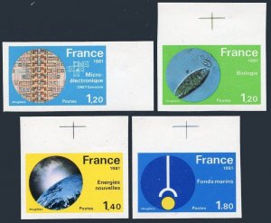 France 1723-1726 imperf,MNH. Science,1981.Microelectronics,Biology,Energy,Marine