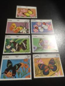 Cuba sc 2670-2676 u comp set Butterfly