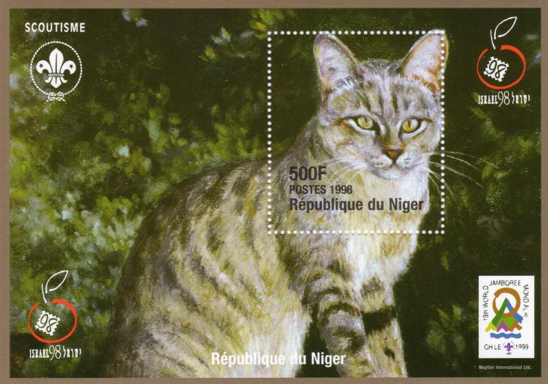 Niger 1998 YT#93 TABBY CAT/CHILE SCOUT JAMBOREE/ISRAEL '98 S/S Perf. MNH