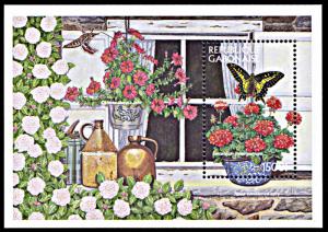 Gabon 893, MNH, Flowers and Butterflies souvenir sheet