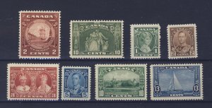 8x Canada MH Stamps;  #209-210 F/VF #211 to #216 VF.  Guide Value = $54.50.