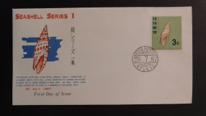 1967 Naha Ryukyu Island First Day Cover FDC Japan Seashell Series 1 Episcopal