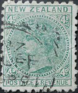 New Zealand 1893 4d p10 with Truebridge Miller advert SG 222d used