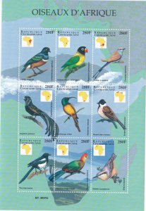 Central Africa # 1235-1236 & 1237-1238, Birds of Africa, NH, 1/2 Cat.