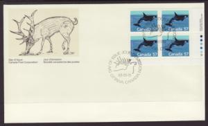 Canada 1173 Killer Whale Plate Block Canada Post U/A FDC