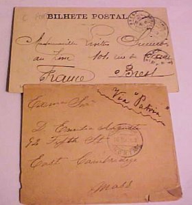 HORTA  1903 B/S US FLAG also 1906 B/S FRANCE COVER & PICTURE CARD