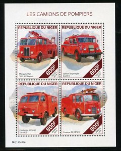 NIGER 2019 FIRE TRUCKS  SHEET  MINT NEVER HINGED