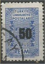 TURKEY, 1963, used 50k on 30k, OFFICIAL Scott O82