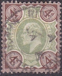 GREAT BRITAIN 1902 KEDVII 4d Green & Chocolate-Brown SG236 Used