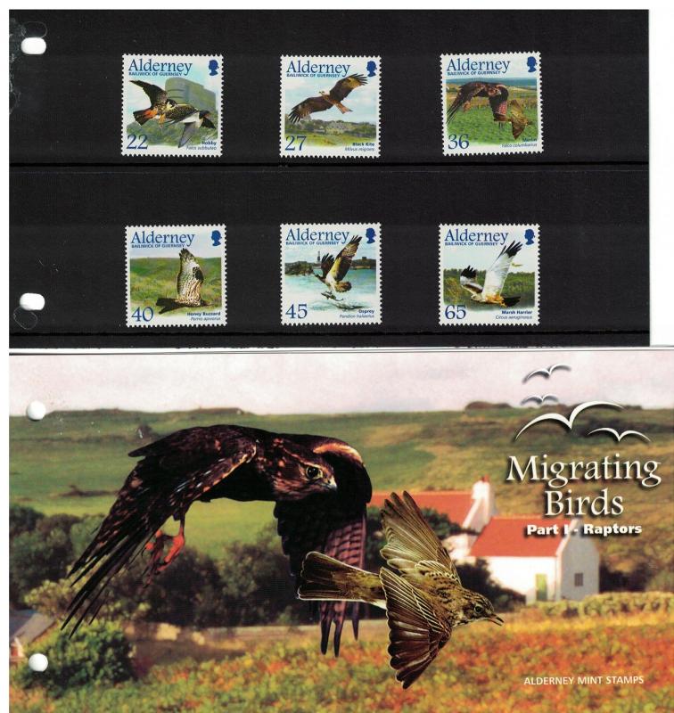 Alderney Migrating Birds 1st series Raptors 6v Presentation Pack SG#A185-90