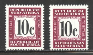 South Africa Scott J66,J72 MNHOG - 1967 10c Postage Dues - SCV $7.00