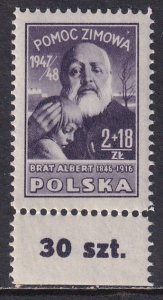 Poland 1947 Sc B57 Artist Painter Adam Chmielowski Stamp MNH with tab