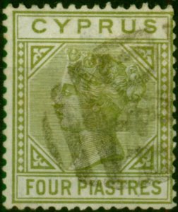 Cyprus 1892 4pi Olive-Green SG35 Fine Used