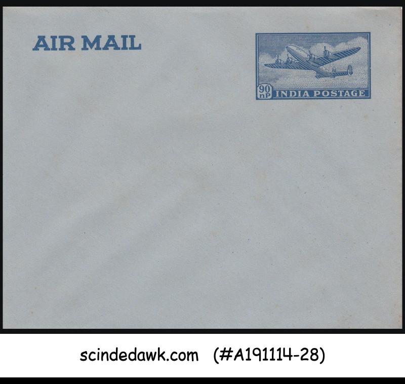 INDIA - 90np AIR MAIL ENVELOPE - BLUE - MINT