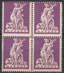 Bavaria 1920 Sg260 20pf Violet Type 1 LM//MHN Block Of  4