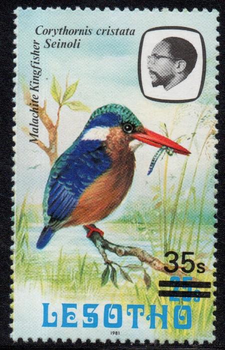 Lesotho - 1987 35s on 25s Kingfisher '1981' MNH** SG 720b | Africa