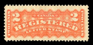 Canada #F1 Cat$110, 1875 2c orange, hinge remnant