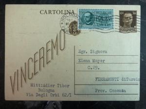 1943 Bologna Italy Postcard Cover to Ferramonti Concentration Camp Elena Mayer