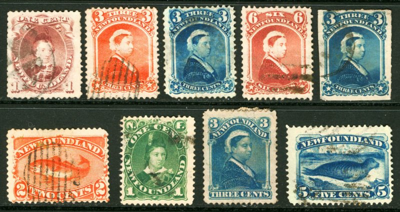 Newfoundland #32A/#54 1871-1887 Assorted Early Prince of Wales, Victoria, Used