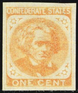 14a, Mint Superb NH Deep Orange 1¢ Confederate Stamp * Stuart Katz