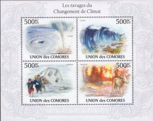 Weather Changes Climate Storm Fire Tsunami Tornado Floods Sov. Sheet MNH