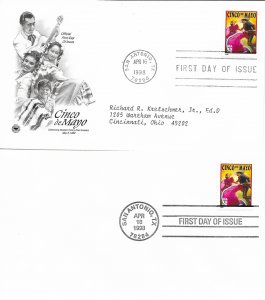 1998 FDC, #3203, 32c Cinco de Mayo, PCS & uncacheted