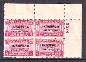 CUBA C2 PLATE BLOCK 4 OG MINT NH-H F/VF BEAUTIFUL GUM $$$$$$$