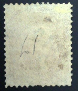 Scott #75 - F/VF - 5c Red Brown - Jefferson - Used with Blue canel - Thin - 1862