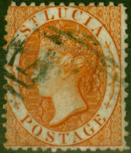 St Lucia 1864 (1s) Orange SG14b Fine Used (2)