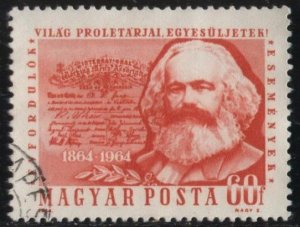 Hungary 1583 (used cto) 60f Karl Marx, rose red (1964)