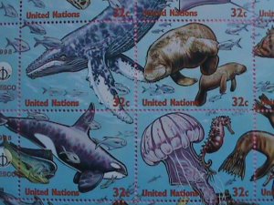 U.N. STAMP: 1998- SC #.734-INTERNATIONAL YEAR OF THE OCEAN: MNH NEW YORK SHEET