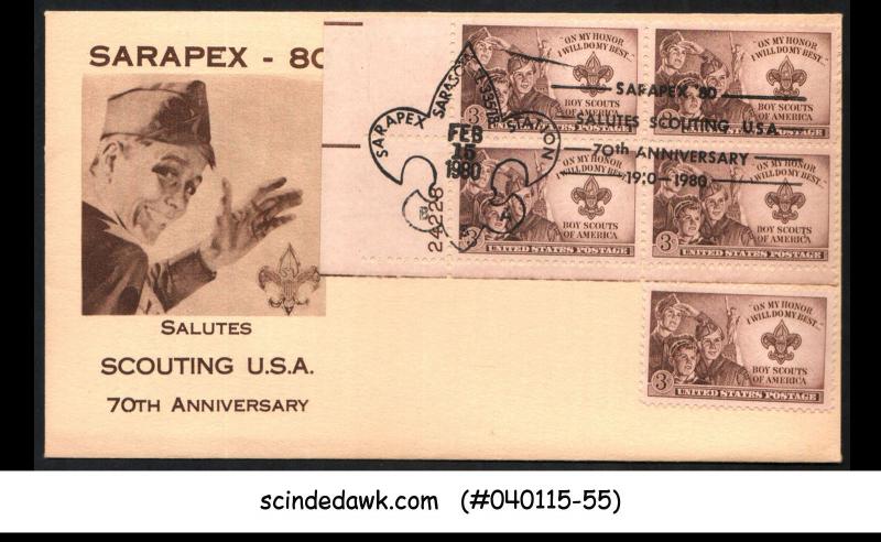 USA - 1980 SARAPEX - 80 SALUTES SCOUTING USA 20th ANNIV - BLK OF 4 + 1V - MINT